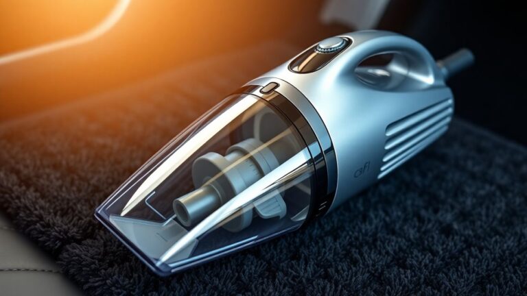 Modern car vacuum cleaner on car floor mat